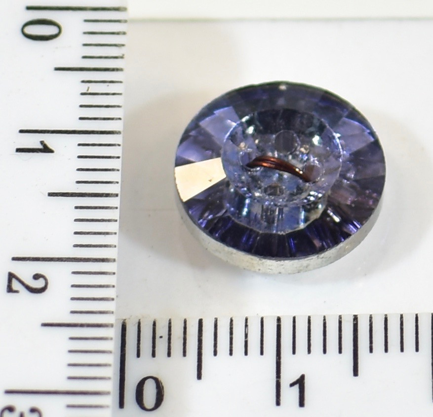 Гудзик ф 14мм скло на 4отв кругла синій
