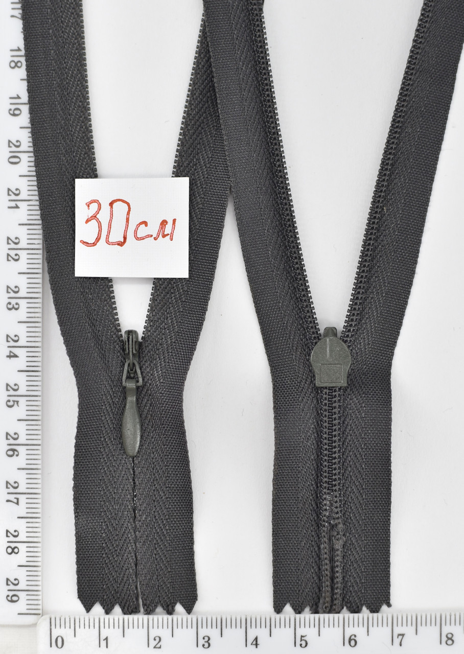 Блискавка спіраль №3 потайна х / б 30cм т.хакі (328)