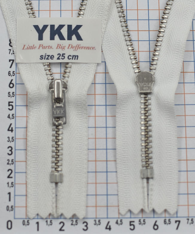 Блискавка 25см метал №3 YKK Японія  білий (2)