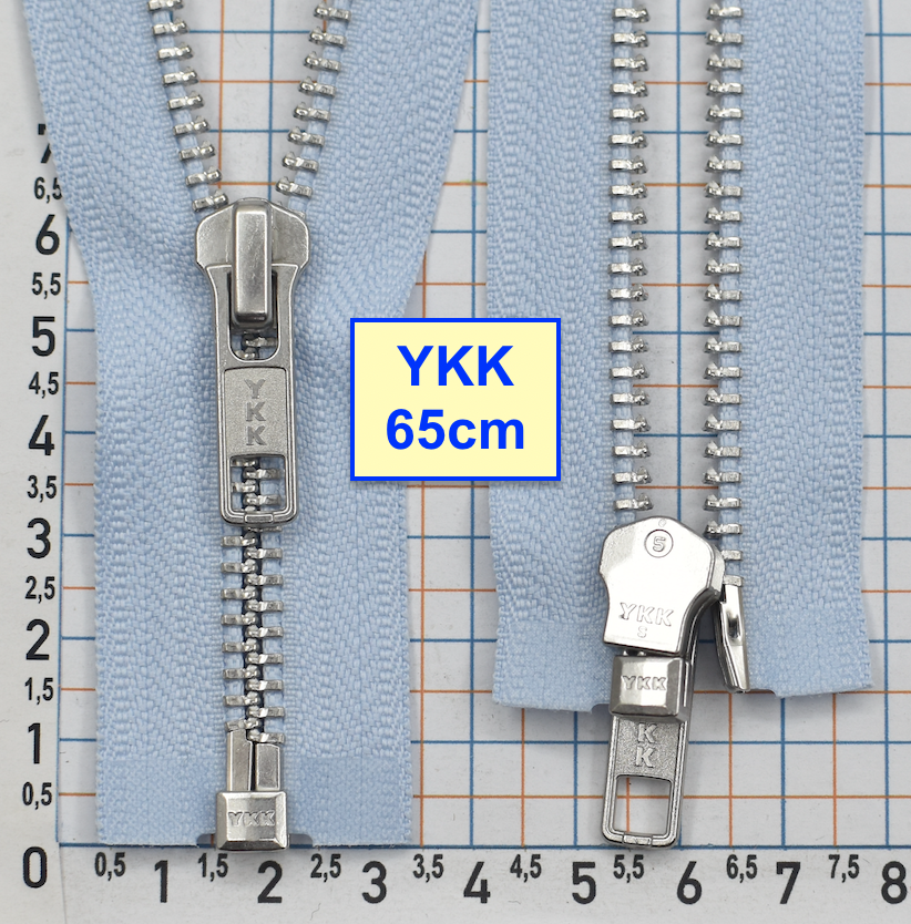 Блискавка 65см метал алюм № 5 YKK Японія  блідо волошков джинсов (840)