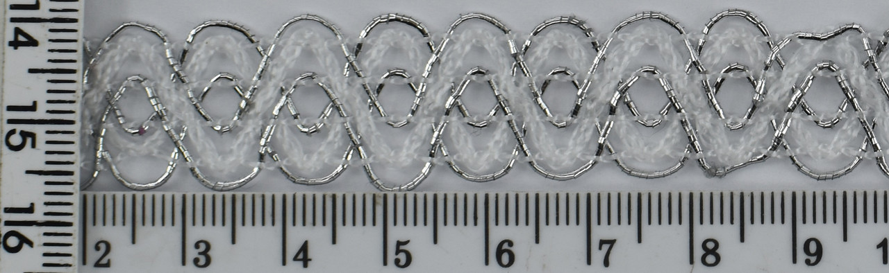 Тасьма парча шир = 1,8см біла-срібло,5м