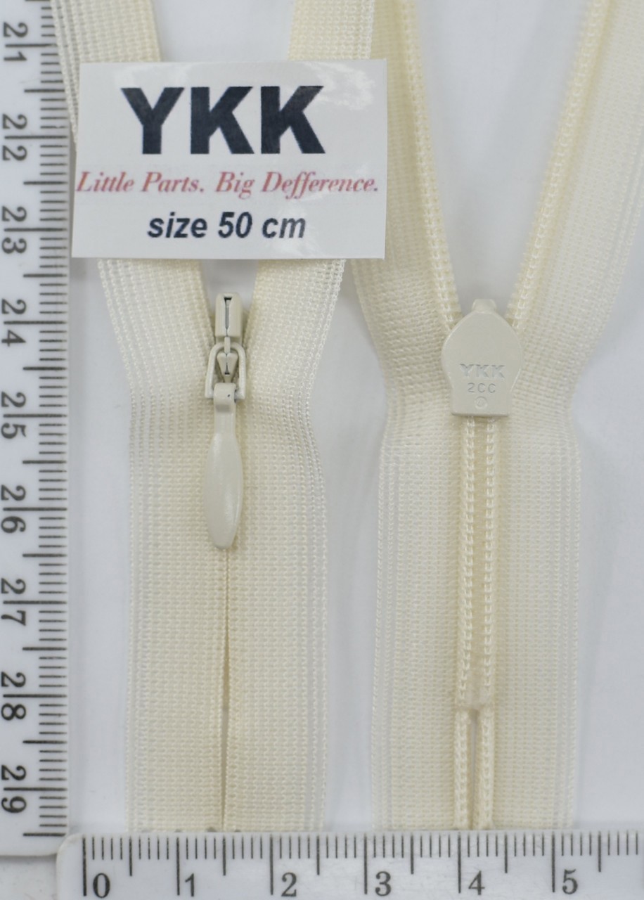 Блискавка спіраль №2 YKK Японія потайна нейлон 50см (801) т молоко
