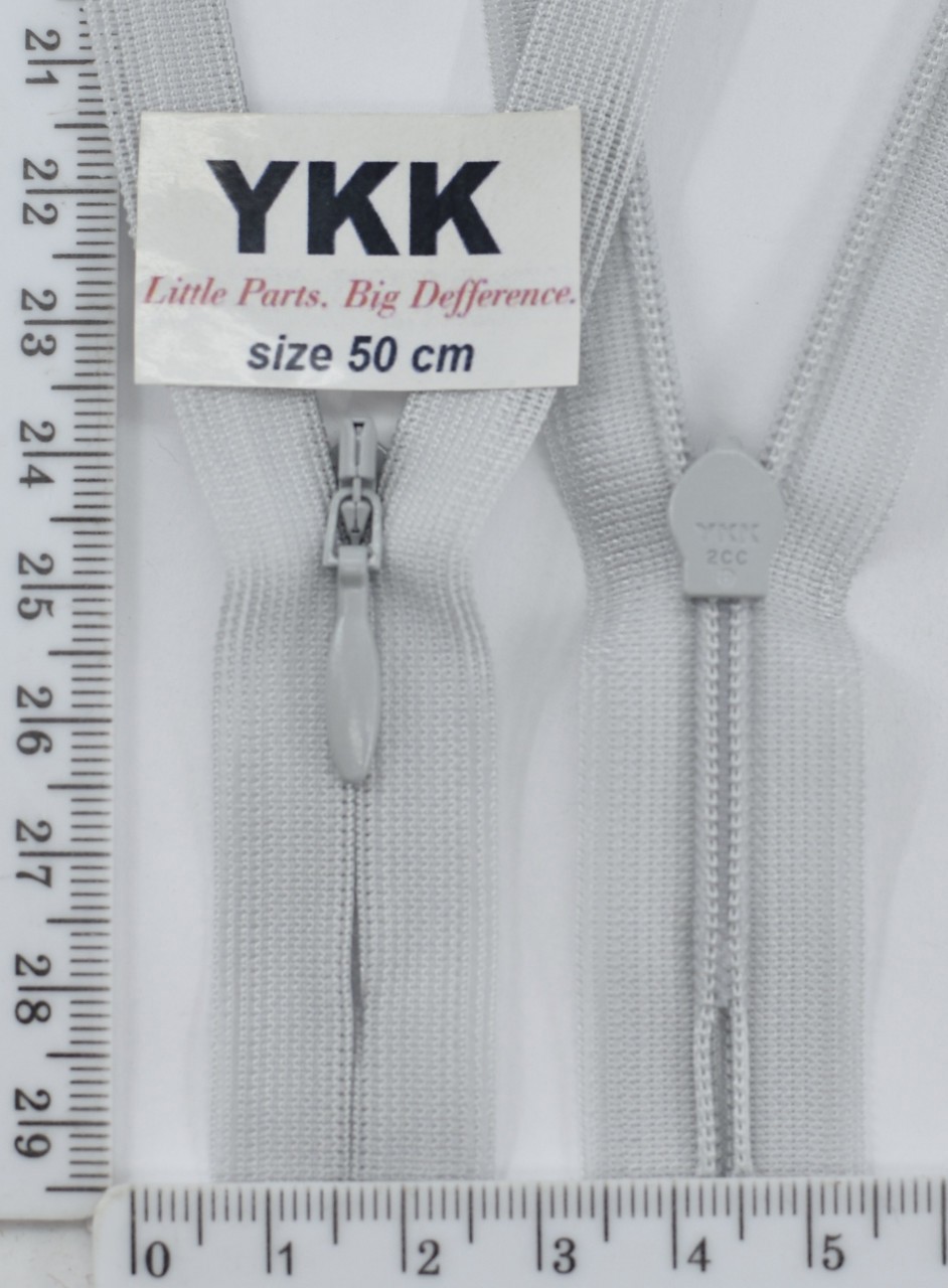 Блискавка спіраль №2 YKK Японія потайна нейлон 50см (316) св сірий