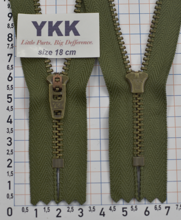 Блискавка метал № 4.5 джинсова антик YKK Японія 18см №888