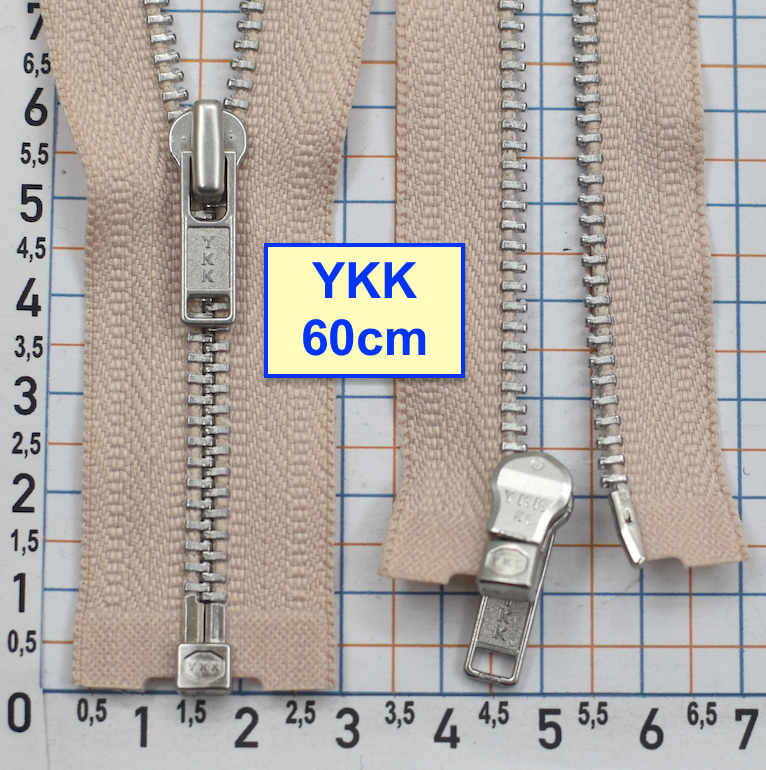 Блискавка 60см метал алюм №3 YKK Японія  блідо бежев (658)