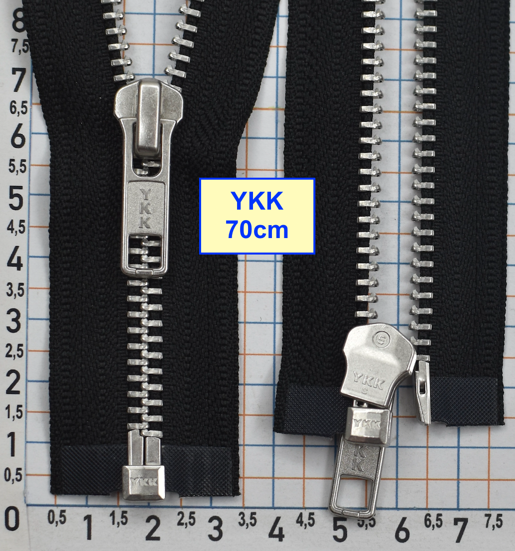 Блискавка 70см метал алюм № 5 YKK Японія чорний (1)
