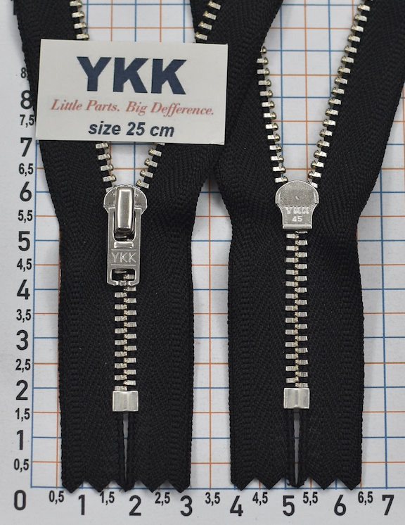 Блискавка 25см метал №3 YKK Японія  чорний (1)