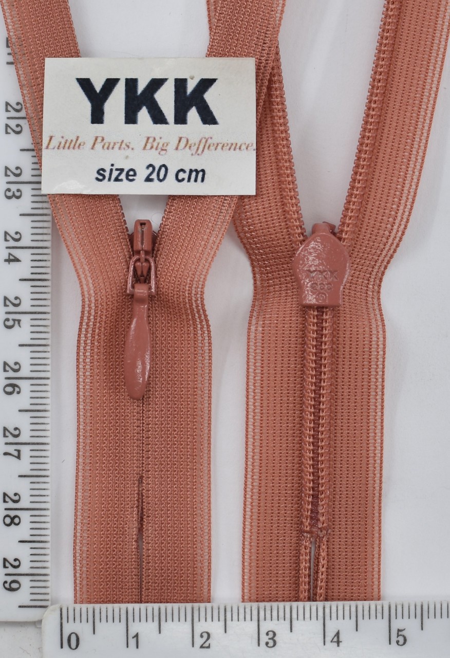 Блискавка спіраль №2 YKK Японія потайна нейлон 20см (061) св цегла