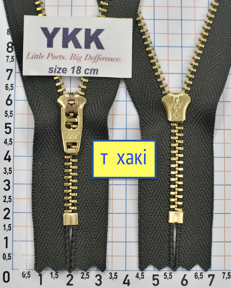 Блискавка метал джинсова золото №4 YKK Японія т хакі (237)