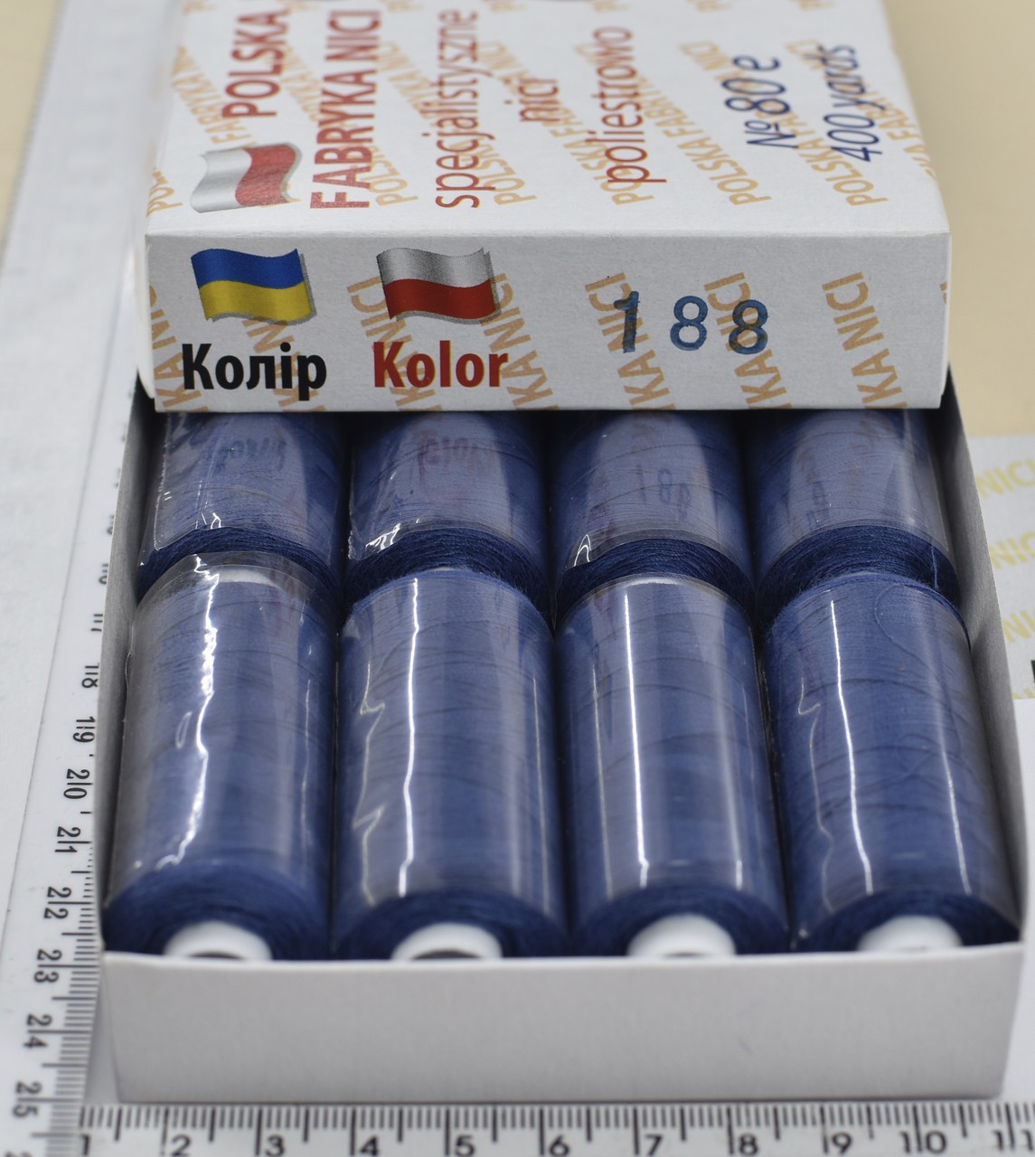 Нитка поліестер армовані №80 (аналог №40 / 2) 400ярд Польща №188