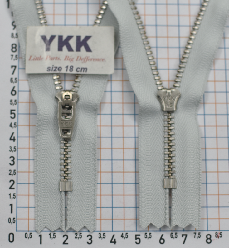 Блискавка 18см джинсова № 4.5 сер звено YKK Японія