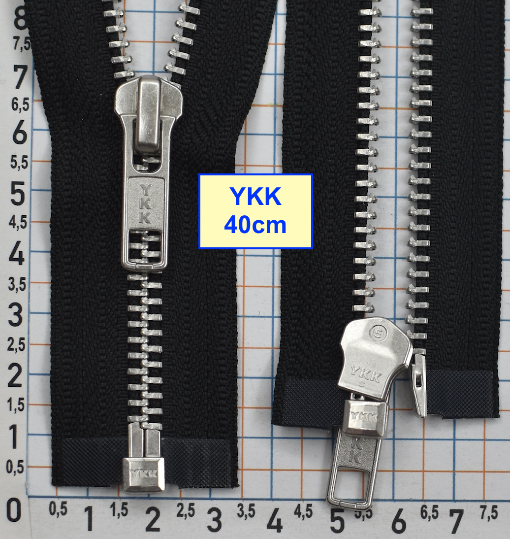 Блискавка 40см метал алюм № 5 YKK Японія  чорний (1)