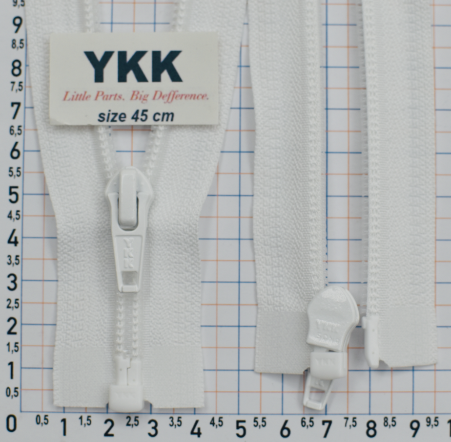 Блискавка спіраль № 5 YKK Японія разьемний 45см № 501 біла