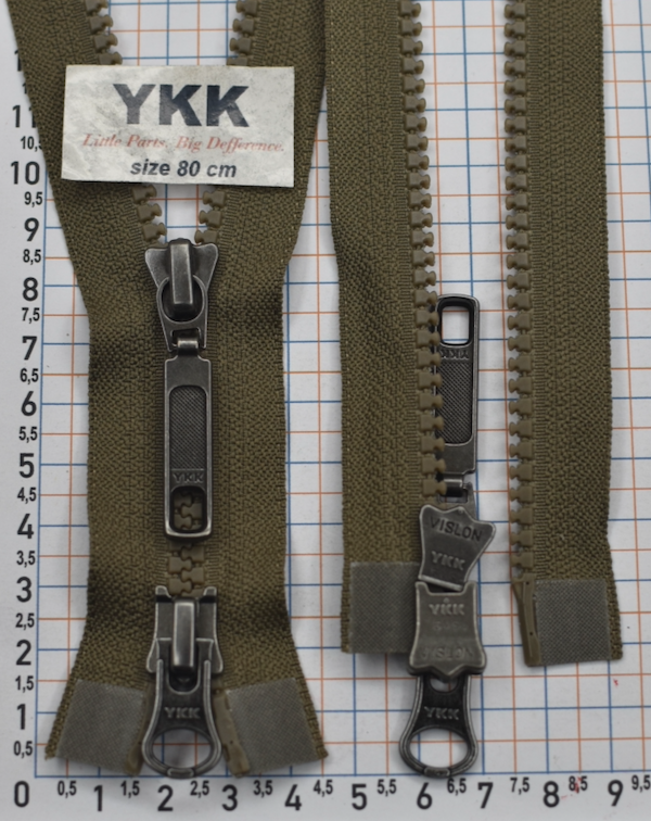 Блискавка 80см трактор 2 бігунка №5 YKK № 242 хакі - каойт