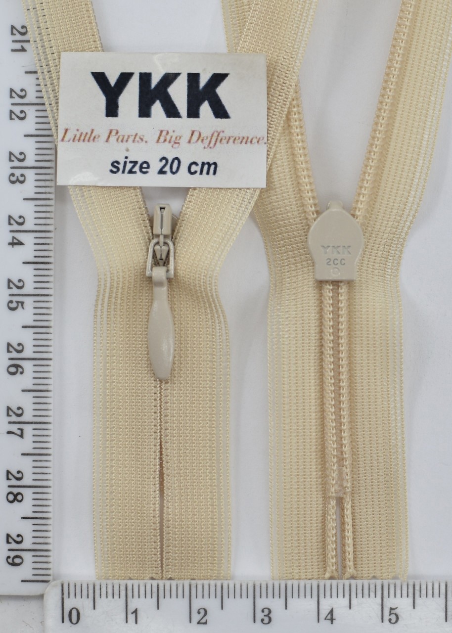 Блискавка спіраль №2 YKK Японія потайна нейлон 20см (180) слонова кістка