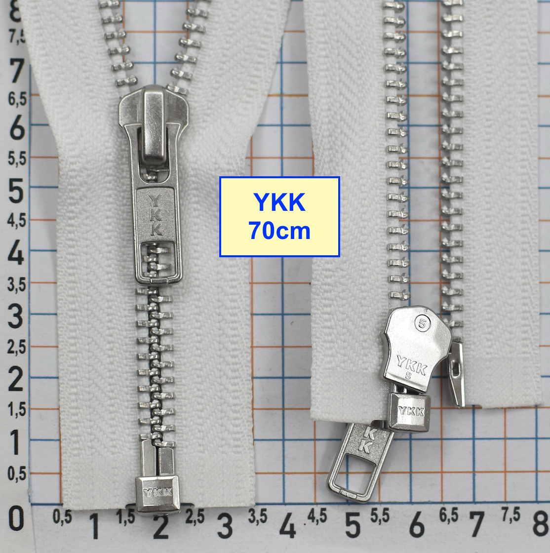 Блискавка 70см метал алюм № 5 YKK Японія білий (2)