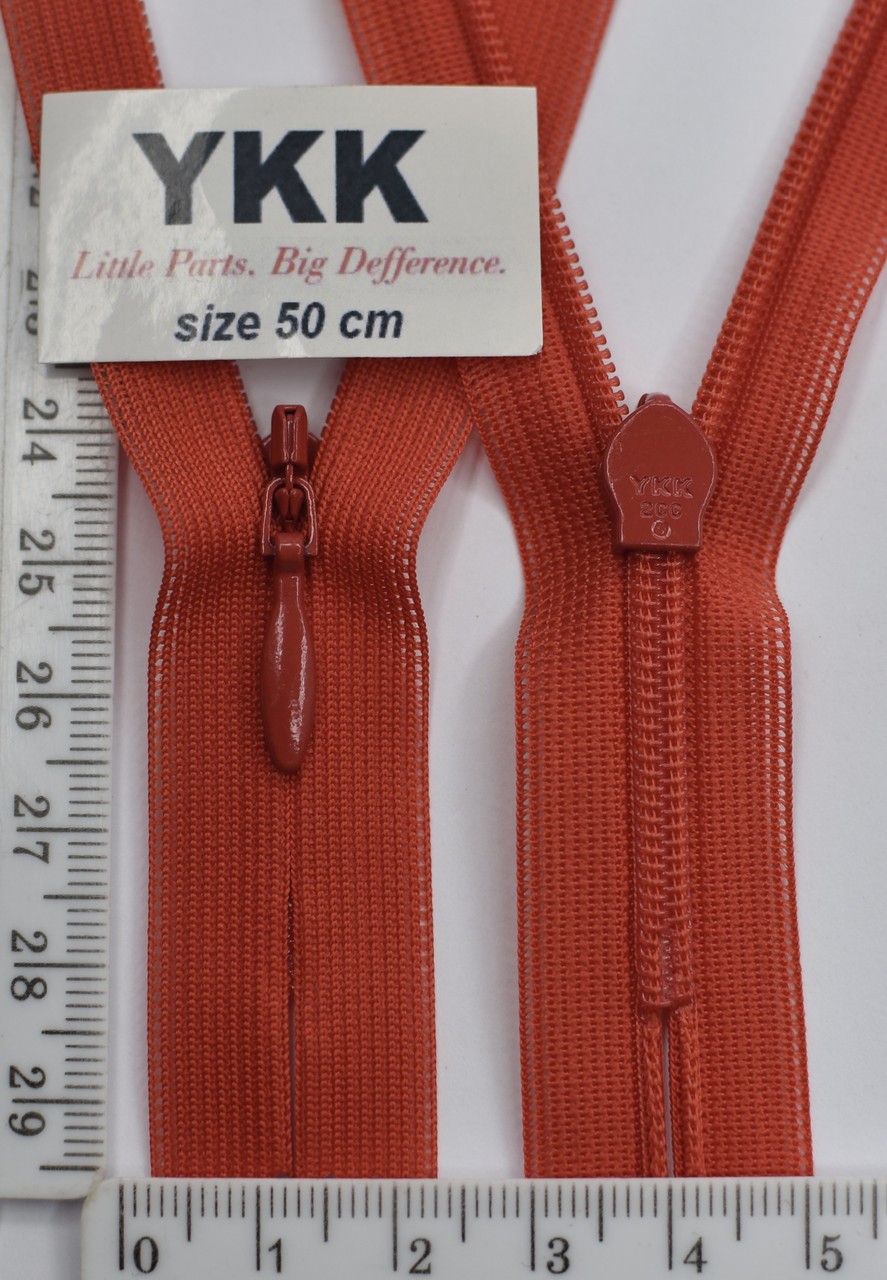 Блискавка спіраль №2 YKK Японія потайна нейлон 50см ( 820) черв
