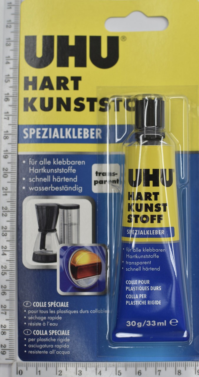 Клей UHU Німеччина "HART KUNSTOFF"для пластмас 33мл