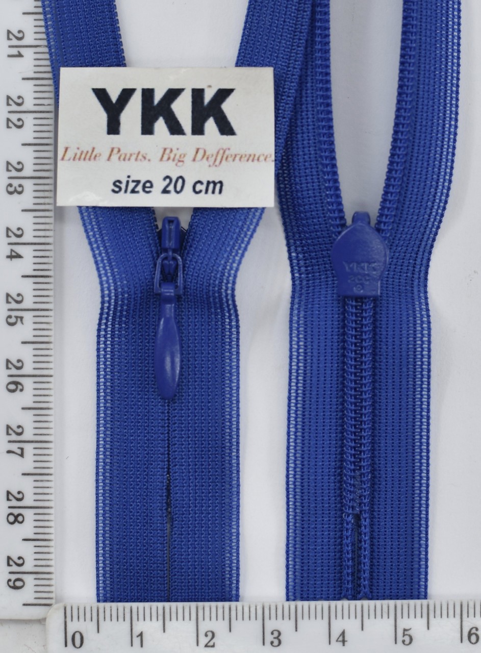 Блискавка спіраль №2 YKK Японія потайна нейлон 20см (027) св синій