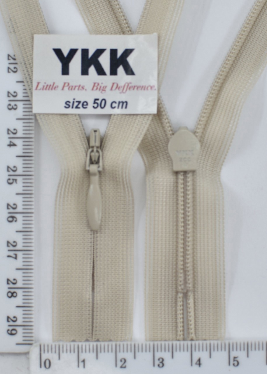 Блискавка 50см спіраль №2 YKK Японія потайна нейлон св беж