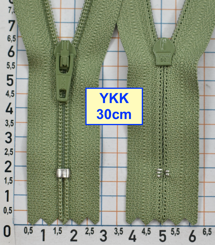 Блискавка 30см спіральна №3 YKK Японія темно спаржев (1033)