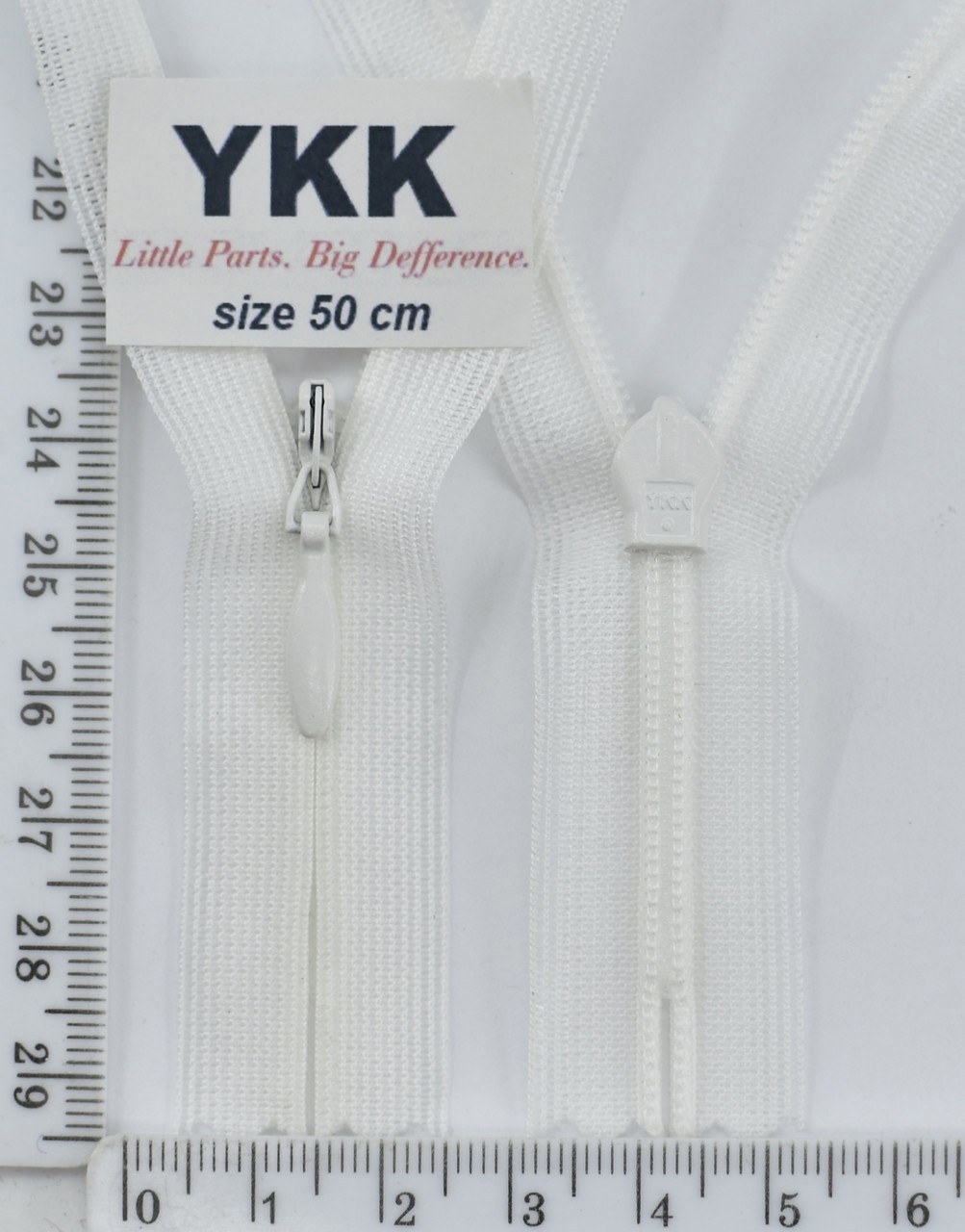 Блискавка 50см спіраль №2 YKK Японія потайна нейлон т біла айвори
