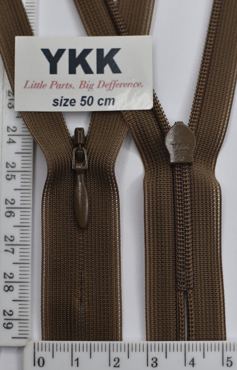 Блискавка спіраль №2 YKK Японія потайна нейлон 50см (161) коричн