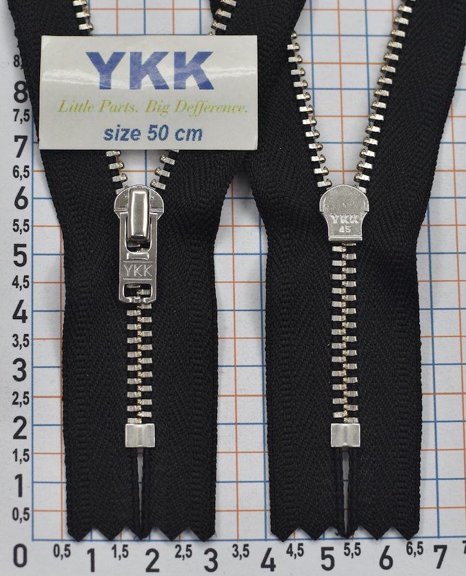 Блискавка 50см метал №3 YKK Японія  чорний (1)