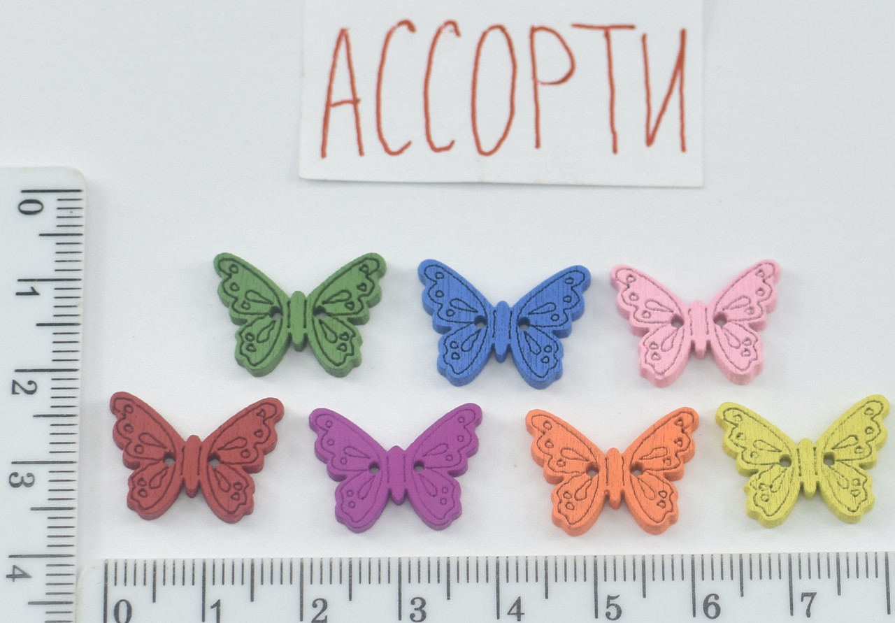 Гудзик дерево 2отв ф 18мм асорті