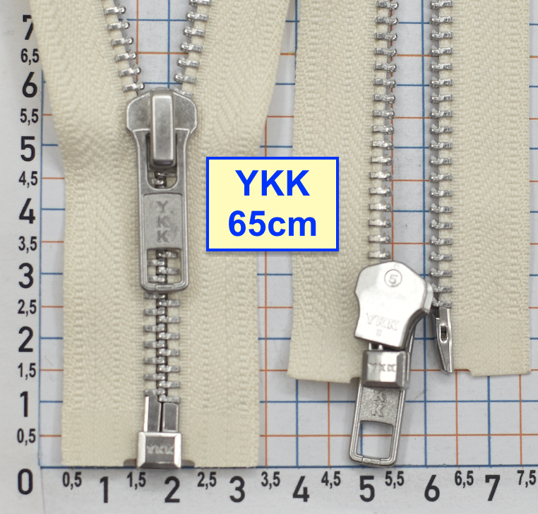 Блискавка 65см метал алюм № 5 YKK Японія  блідо бежево молочн (1010)