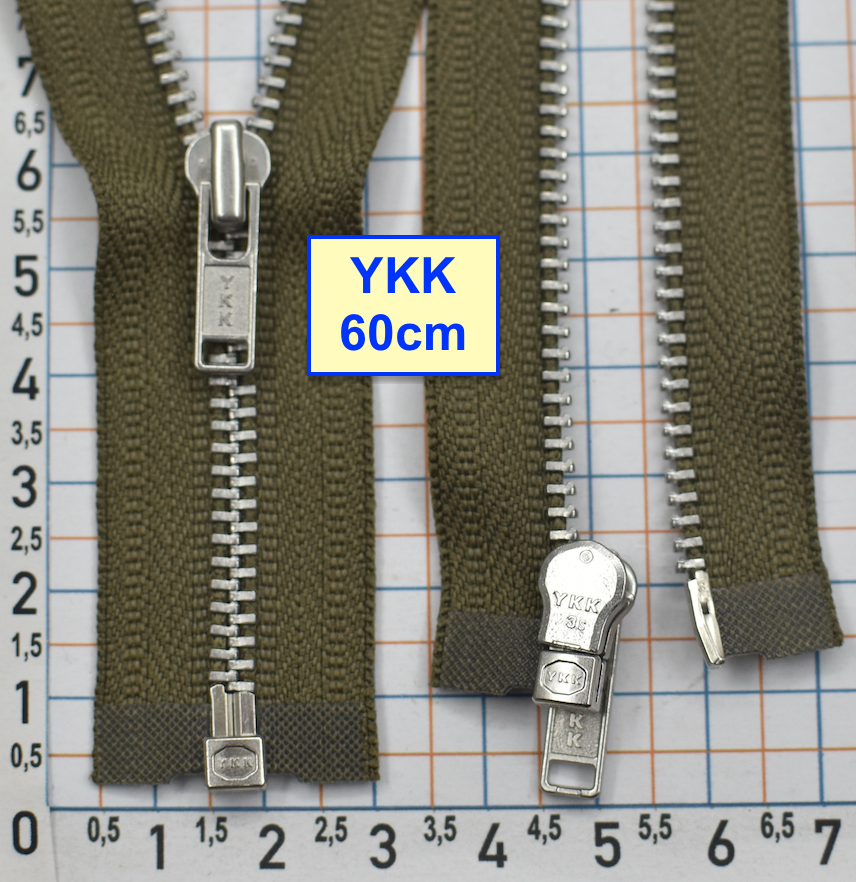 Блискавка 60см метал алюм №3 YKK Японія  темно бежев оливков (546)