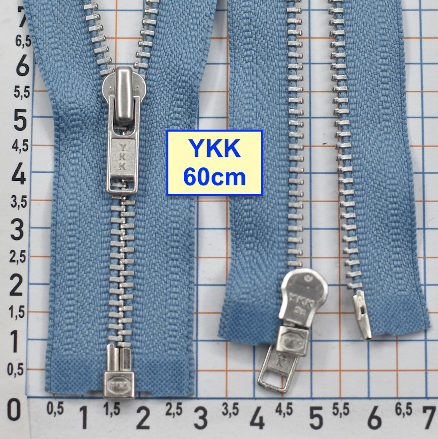 Блискавка 60см метал алюм №3 YKK Японія  світло волошков джинсов (863)