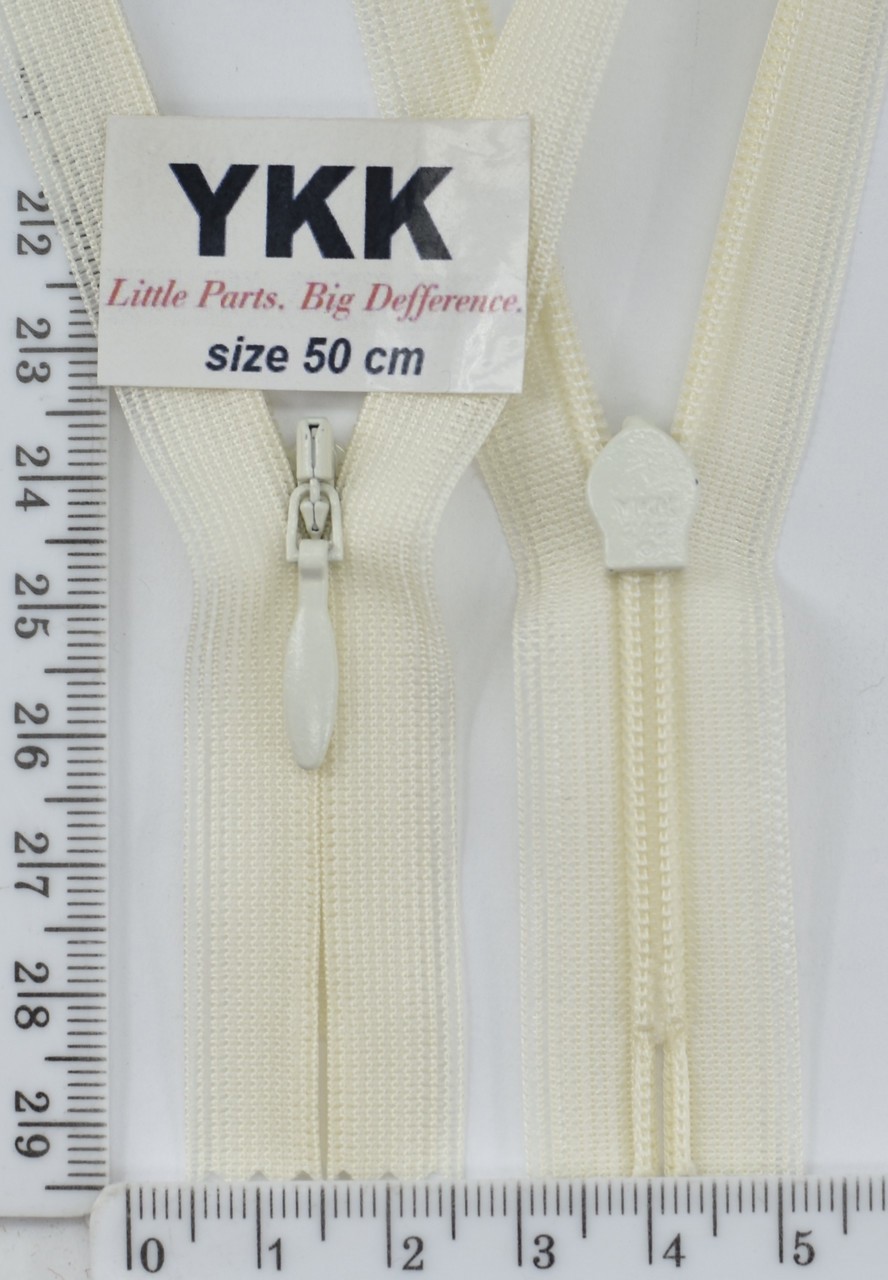 Блискавка спіраль №2 YKK Японія потайна нейлон 50см (121) молоко