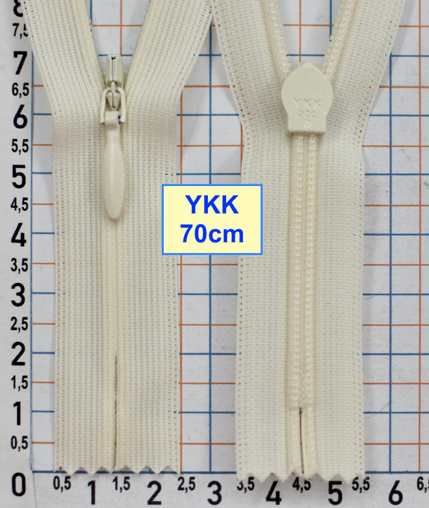 Блискавка 70см спіраль №2 YKK Японія потайна нейлон  блідо пшеничн (924)