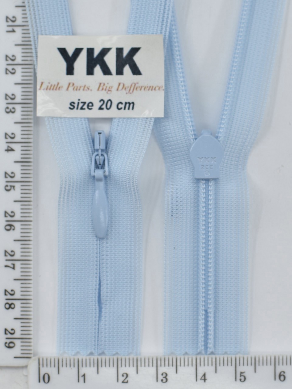 Блискавка спіраль №2 YKK Японія потайна нейлон 20см (542) св блакитн