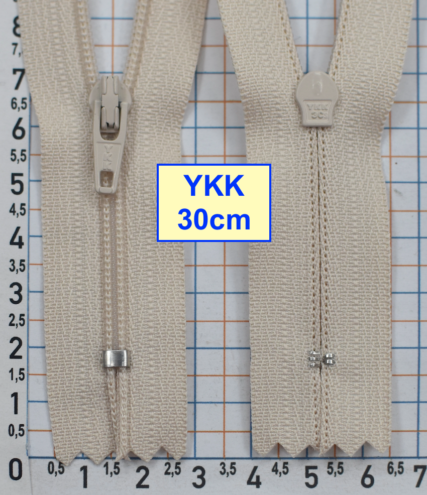 Блискавка 30см спіднично-брючна №3 YKK Японія світло бежев (1034)