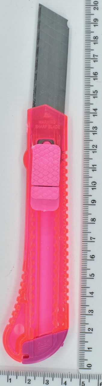 Ніж канцелярський широкий 18 мм механічний фіксатор яскраві кольора