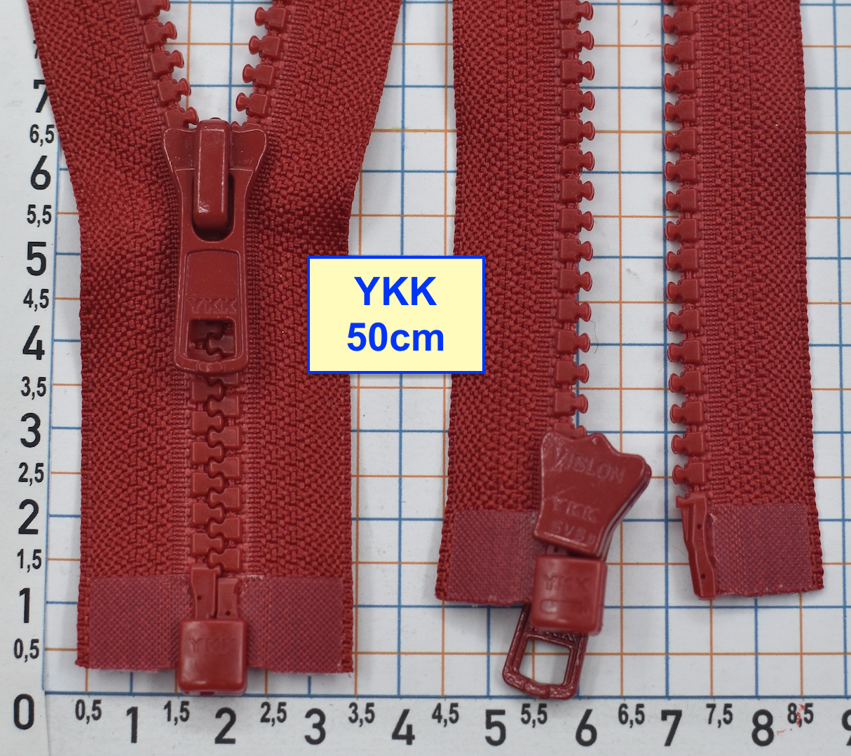 Блискавка трактор № 5 YKK Японія 50см  темно малинов (137)