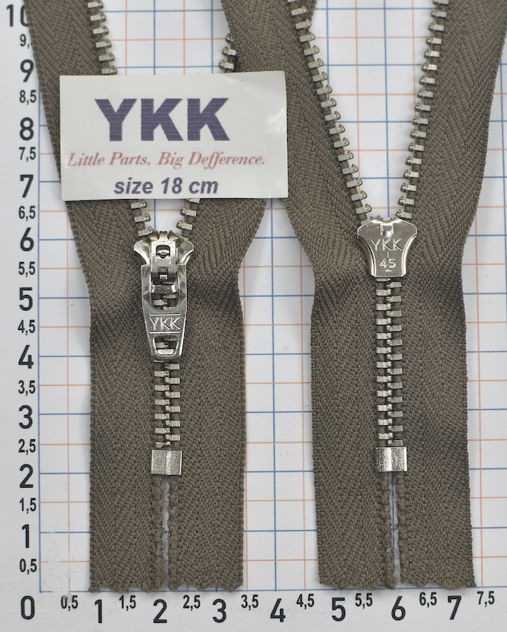 Блискавка метал джинсова № 4.5 срібло YKK Японія 18см № 564