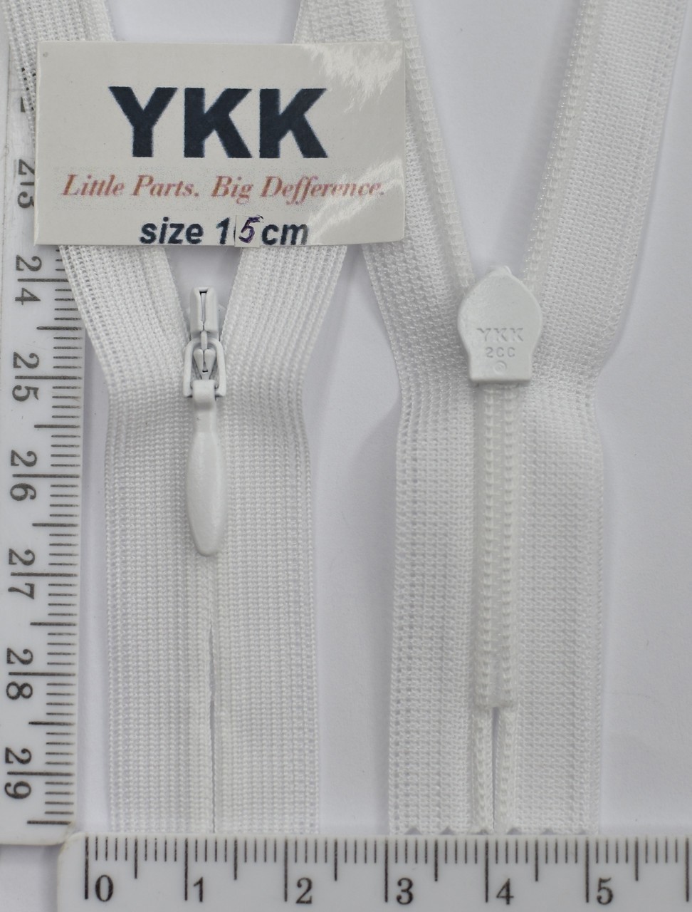 Блискавка спіраль №2 YKK Японія потайна нейлон 15см біла (501)