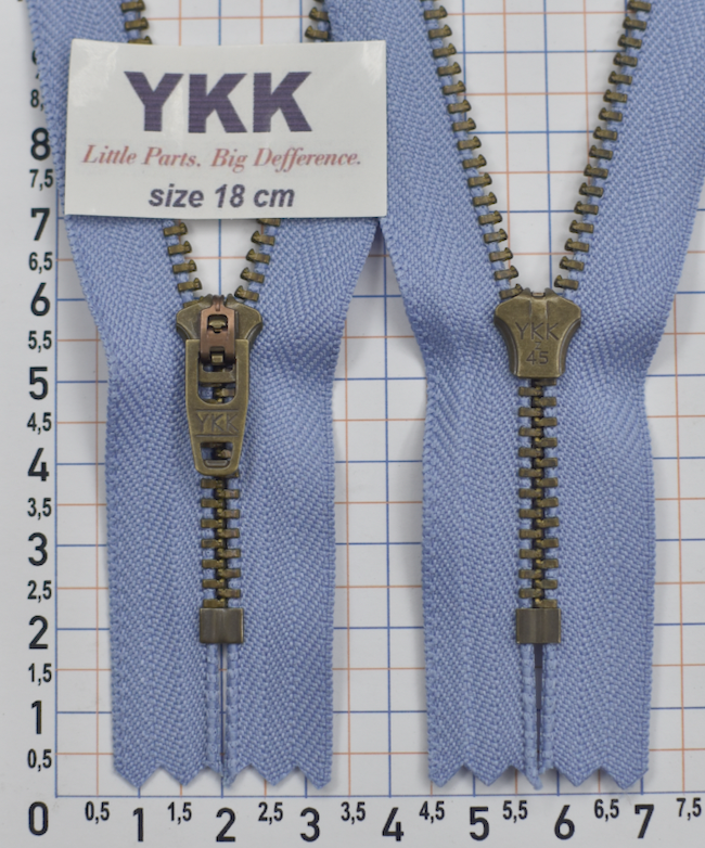 Блискавка метал № 4.5 джинсова антик YKK Японія 18см № 352