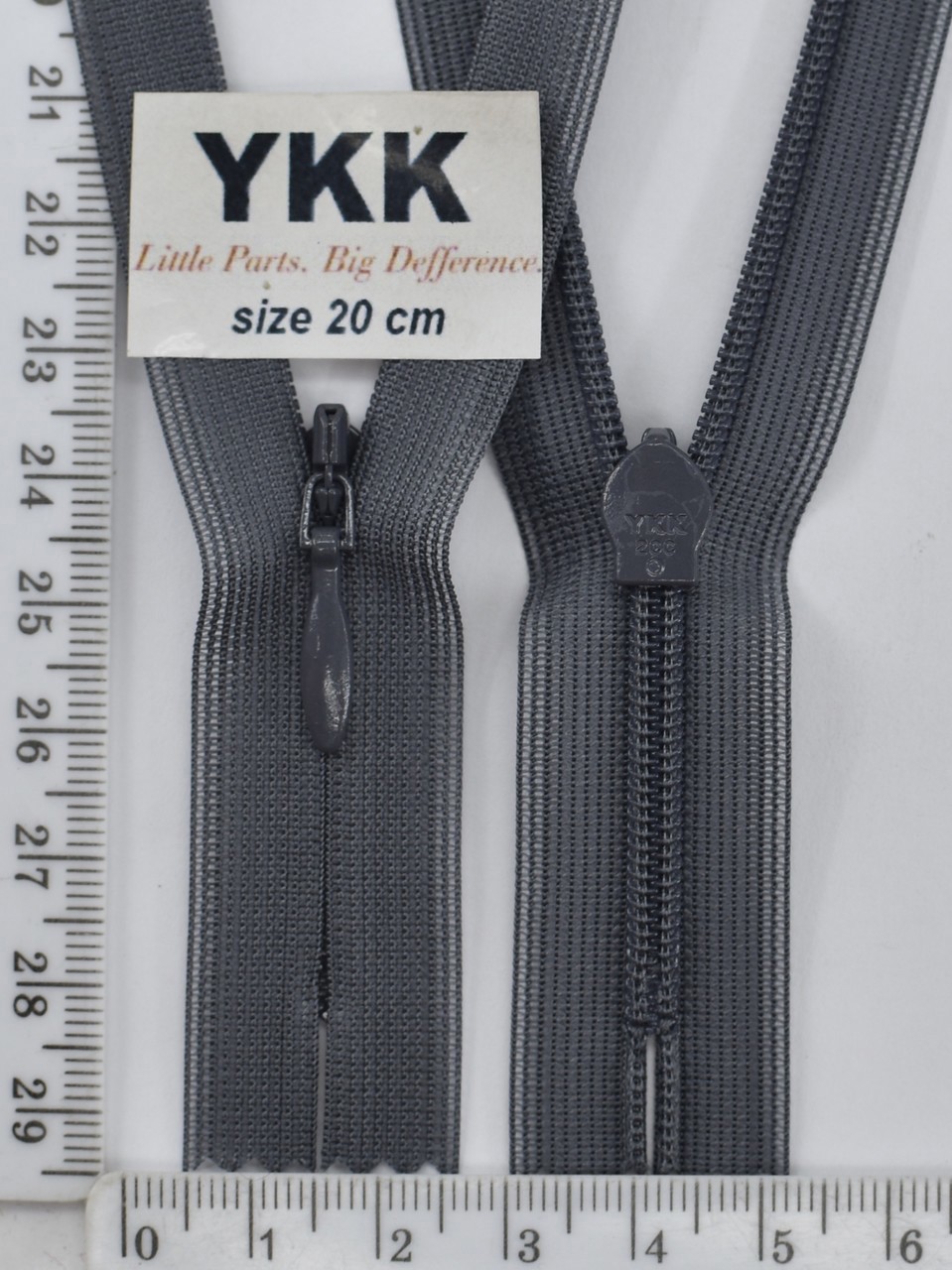 Блискавка спіраль №2 YKK Японія потайна нейлон 20см (155) т сірий