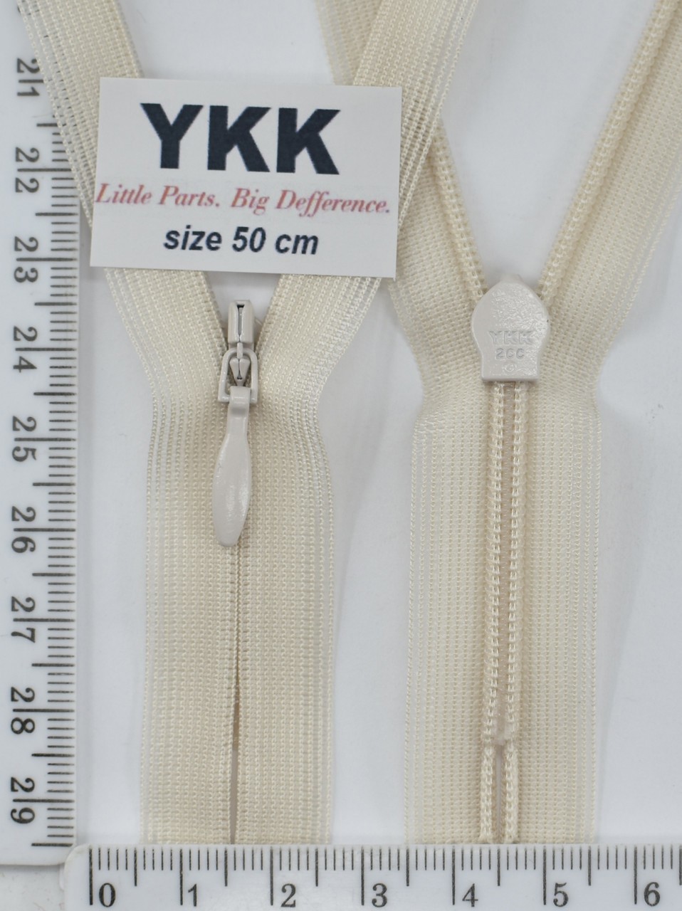 Блискавка спіраль №2 YKK Японія потайна нейлон 50см (031) слонова кістка