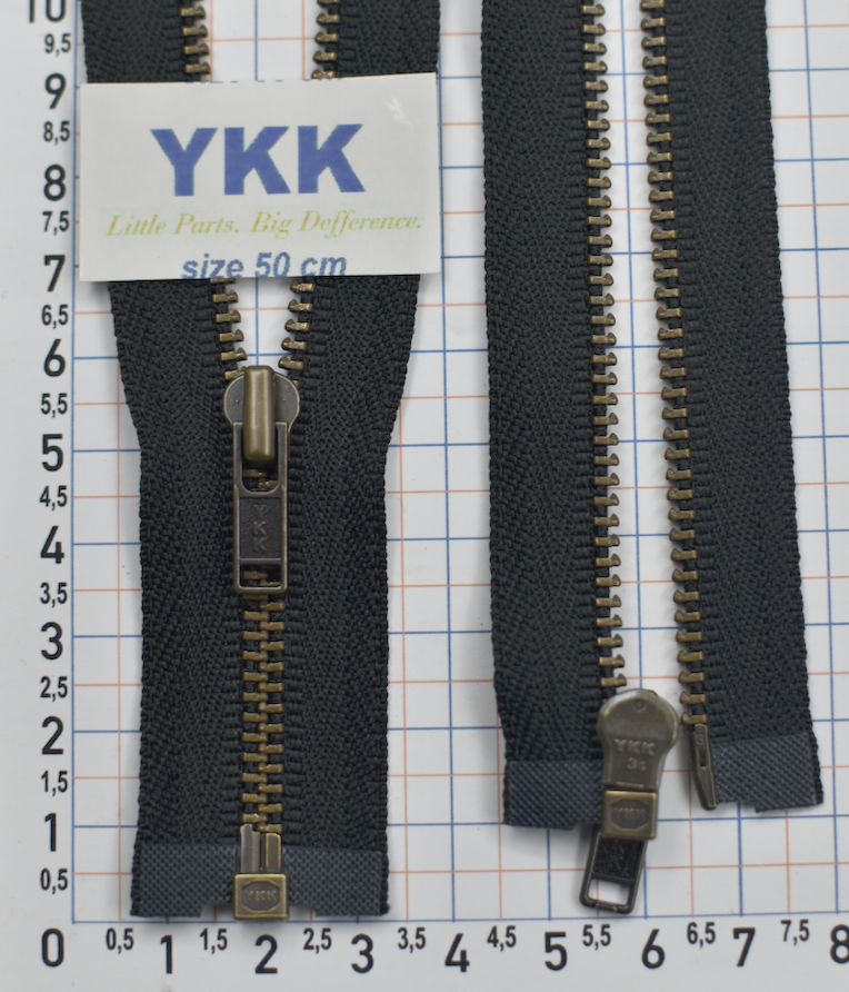 Блискавка 50см метал №3 YKK Японія  чорний (1)