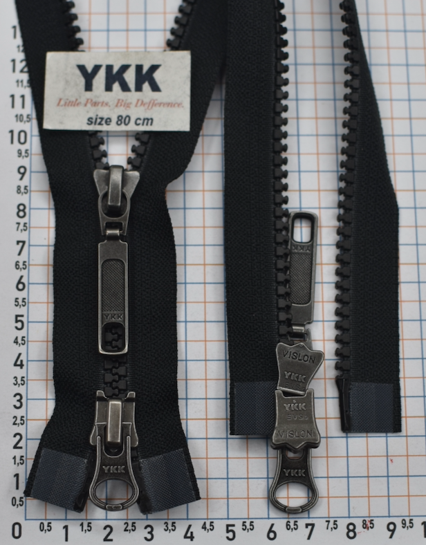 Блискавка 80см трактор 2 бігунка №5 YKK чорна