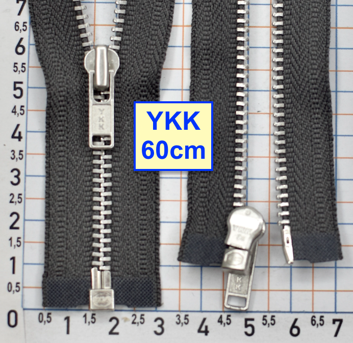 Блискавка 60см метал алюм №3 YKK Японія   сір (532)