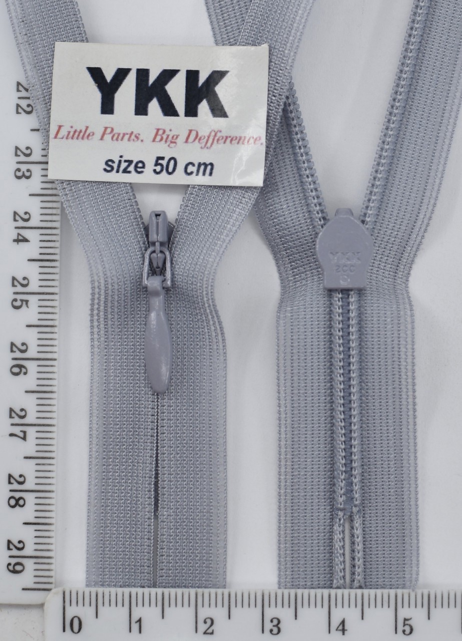 Блискавка спіраль №2 YKK Японія потайна нейлон 50см (361) сірий