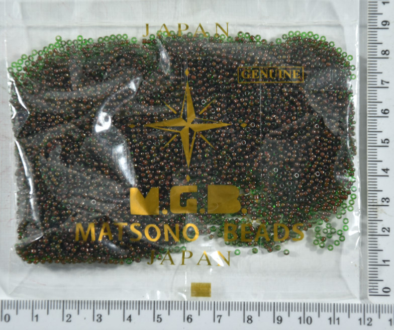 Бісер №11 / 0 "MATSUNO" -Японія (50гр) №823 бордо-зелен