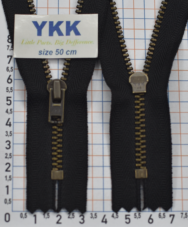 Блискавка 50см метал №3 YKK Японія  чорний (1)