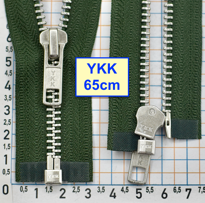 Блискавка 65см метал алюм № 5 YKK Японія  насич темно зелен (489)
